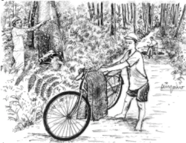Ilustrasi yang disajikan pada Gambar 8, menunjukkan adanya pemanenan hasil  hutan non-kayu berupa getah karet yang siap untuk dipasarkan, selain 