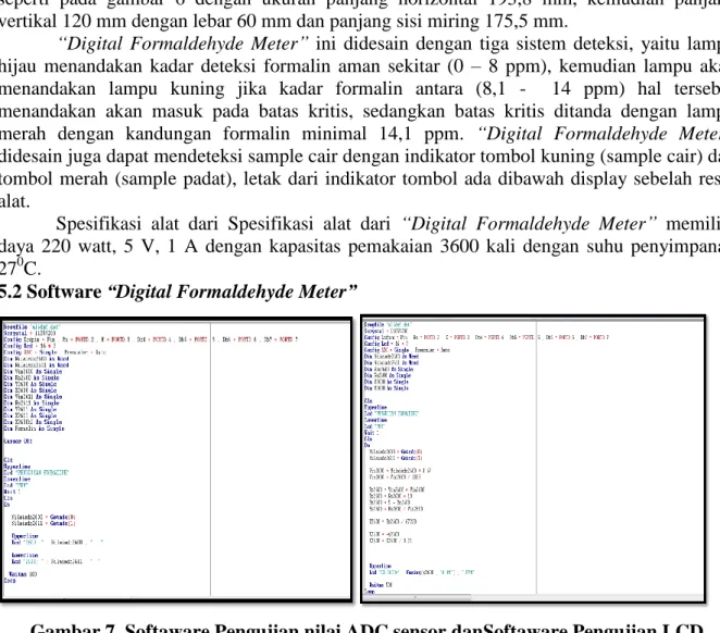Gambar 7. Softaware Pengujian nilai ADC sensor danSoftaware Pengujian LCD  