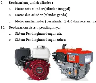Gambar  7. Motor Bakar bensin 4 langkah (kiri) motor diesel 4 langkah (kanan) 