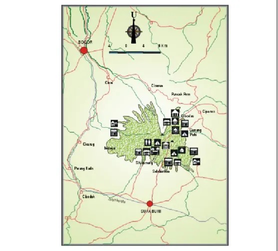 Gambar 1. Peta Lokasi Penelitian Taman Nasional Gede-Pangrango 