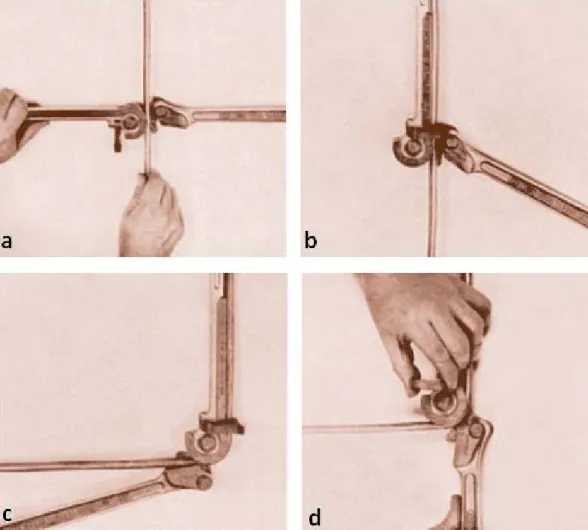 Gambar 2.10 menunjukkan langkah‐langkah dalam pembengkokkan pipa  menggunakan lever‐type hand bender