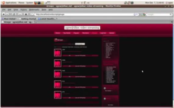 Gambar 7 Akses aplikasi dari client 1 (Ubuntu)  D.  Ukuran file video hasil transcoding   