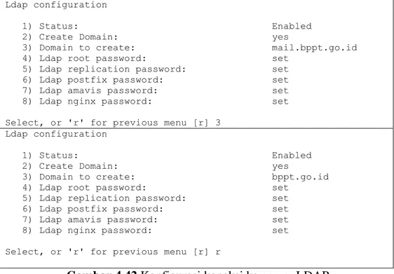 Gambar 4.42 Konfigurasi koneksi ke server LDAP 