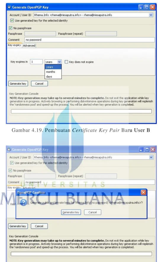 Gambar 4.20. Pembuatan Certificate Key Pair Baru User B 
