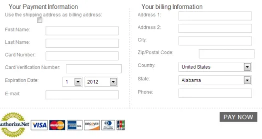 Gambar 2.6 Contoh halaman checkout merchant Authorize.net 
