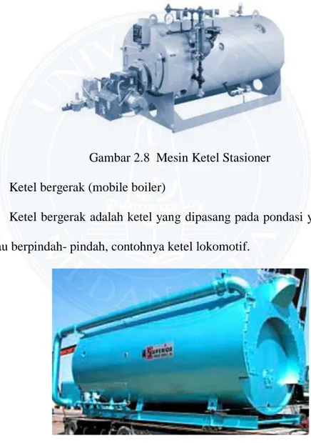Gambar 2.8  Mesin Ketel Stasioner  2.  Ketel bergerak (mobile boiler) 