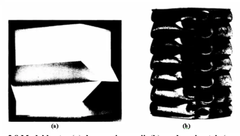 Gambar 2.8 Model kertas (a) dan spesimen uji  (b) modus  simetris (quasi-inextensional) [9] 