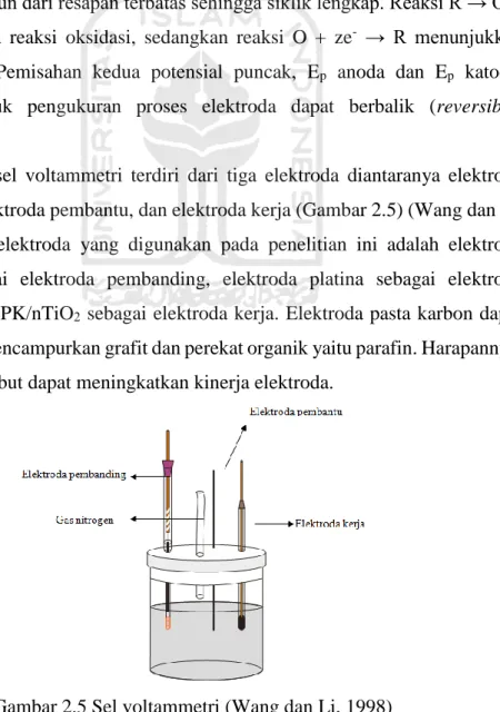 Gambar 2.5 Sel voltammetri (Wang dan Li, 1998) 