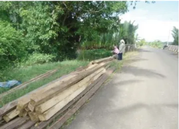 Foto 1. Aktivitas perendaman kayu pada hilir-hilir sungai 