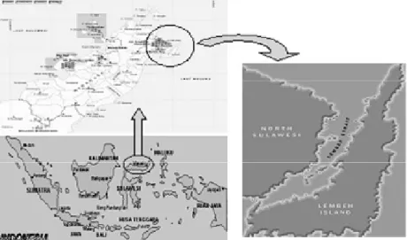 Gambar 1.  Peta Lokasi Penelitian Selat Lembeh. 