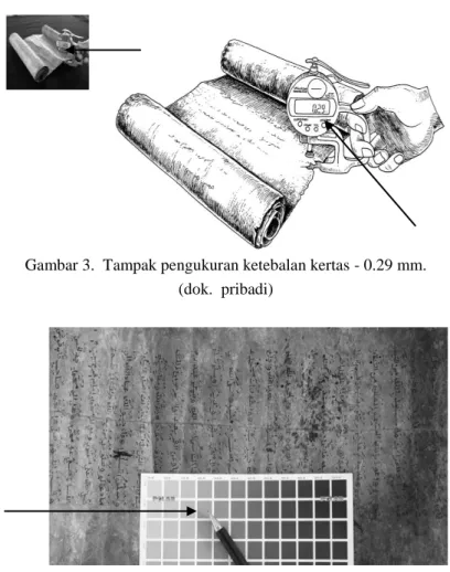 Gambar 3.  Tampak pengukuran ketebalan kertas - 0.29 mm. 