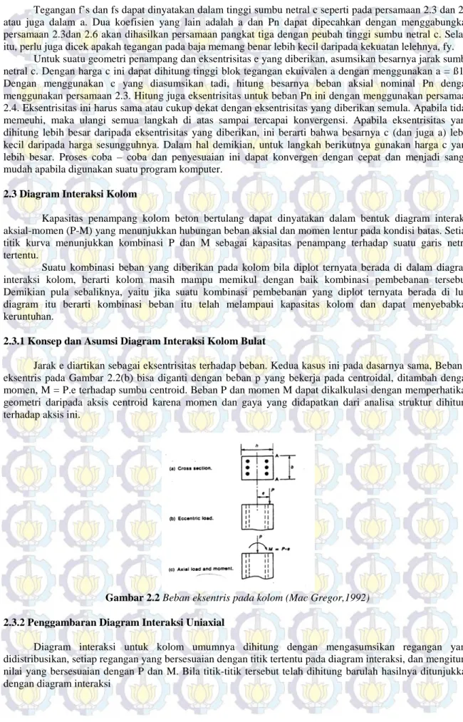 Gambar 2.2 Beban eksentris pada kolom (Mac Gregor,1992) 2.3.2 Penggambaran Diagram Interaksi Uniaxial
