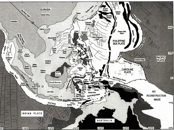 Gambar 4. Rekonstruksi lempeng tektonik di Indonesia (Hall, 1995) 