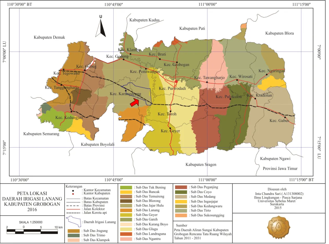 Gambar 5. Peta Lokasi Daerah Irigasi Lanang Kabupaten Grobogan 
