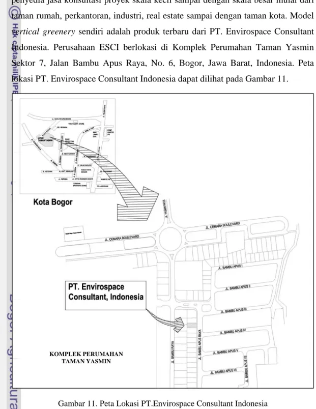 Gambar 11. Peta Lokasi PT.Envirospace Consultant Indonesia  (Sumber: PT. Envirospace Consultant  Indonesia, 2011) 