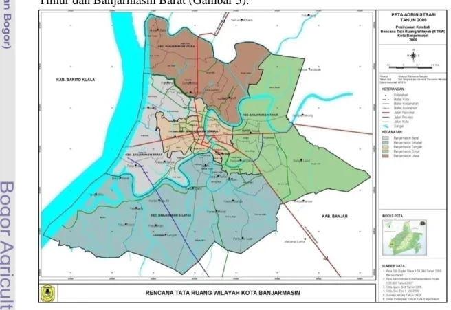 Gambar 5. Peta Administrasi Kota Banjarmasin (Sumber : RTRW Kota  Banjarmasin, 2009) 