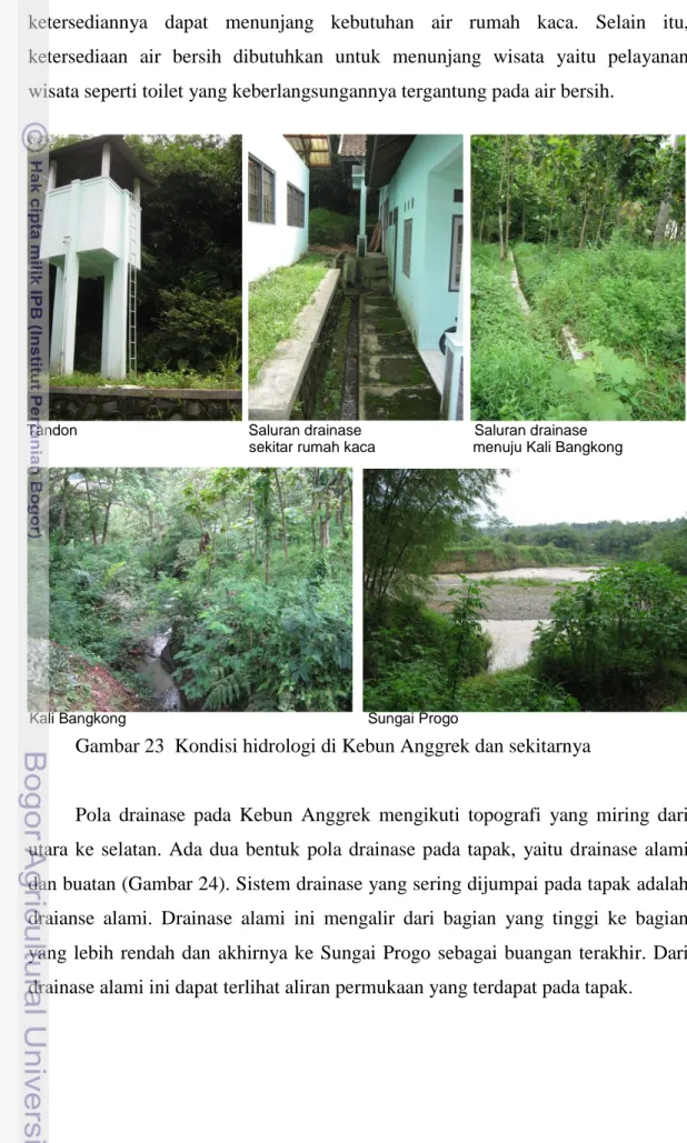 Gambar 23  Kondisi hidrologi di Kebun Anggrek dan sekitarnya 