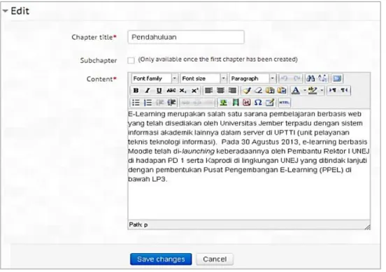 Gambar 3.10 Editor buku (chapter) 