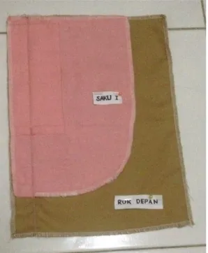 Gambar 2 bagian rok depan dan saku yang dijahit 1 mm dari kampuh   ( gambar untuk nomer 3 dan 4 )   