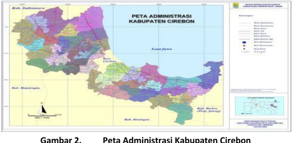 Gambar 2.  Peta Administrasi Kabupaten Cirebon 