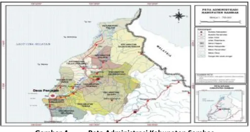 Gambar 4.  Peta Administrasi Kabupaten Sambas 