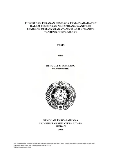 Fungsi Dan Peranan Lembaga Pemasyarakatan Dalam Pembinaan Narapidana ...