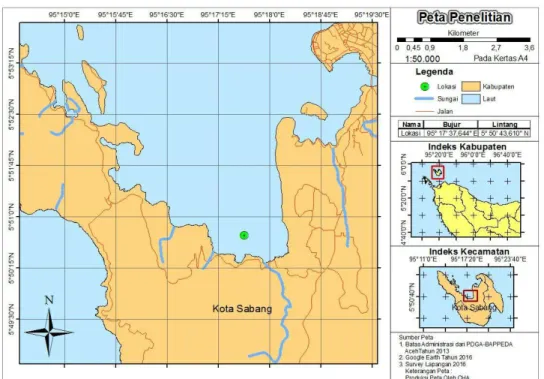 Gambar 1. Peta Pulau Weh yang menunjukkan lokasi penelitian  Hasil dan Pembahasan 