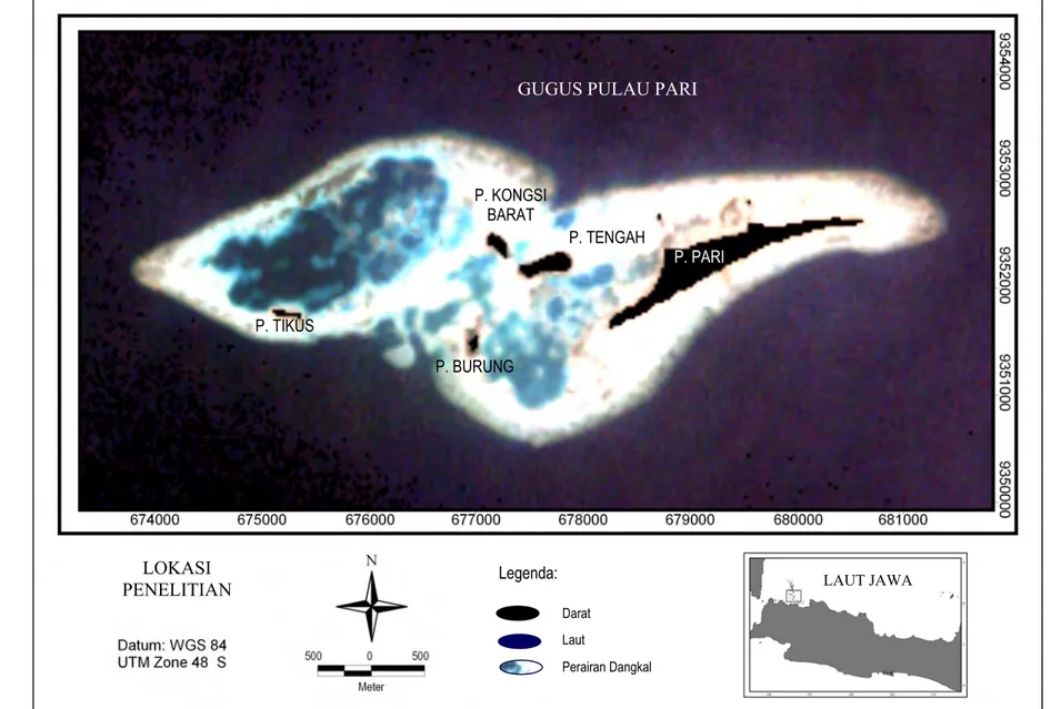 Gambar 5  Lokasi penelitian.  P. PARI P. TENGAH P. KONGSI BARAT P. BURUNG P. TIKUS 