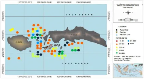 Gambar 7. Peta daerah penangkapan ikan cakalang Musim Timur di Laut Banda dan  sekitarnya 