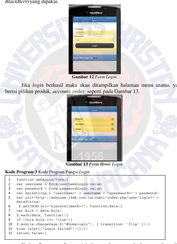 Gambar 12 Form Login 