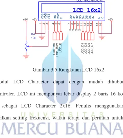 Gambar 3.5 Rangkaian LCD 16x2 