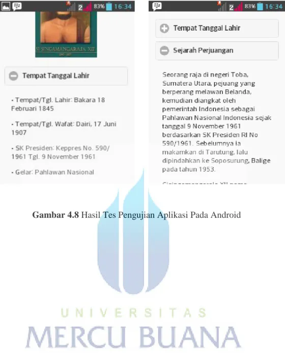 Gambar 4.8 Hasil Tes Pengujian Aplikasi Pada Android 