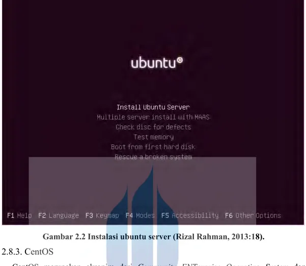 Gambar 2.2 Instalasi ubuntu server (Rizal Rahman, 2013:18).