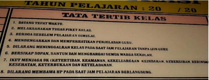 Gambar 4.1 Tata tertib kelas di SMK Negeri 1 Bandung Tulungagung.60 