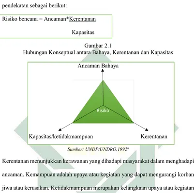 Gambar 2.1 Hubungan Konseptual antara Bahaya, Kerentanan dan Kapasitas