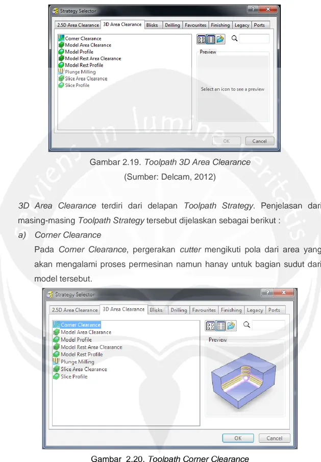 Gambar 2.19. Toolpath 3D Area Clearance   (Sumber: Delcam, 2012) 
