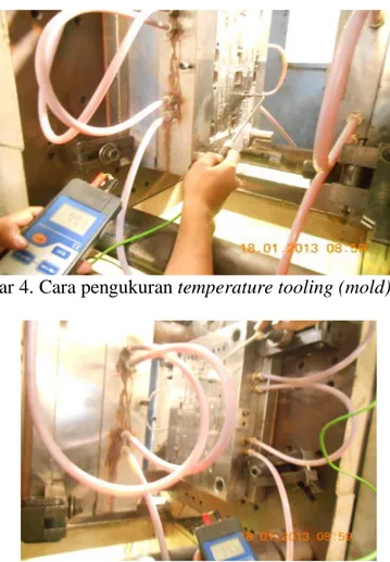 Gambar 4. Cara pengukuran temperature tooling (mold) di bagian core 