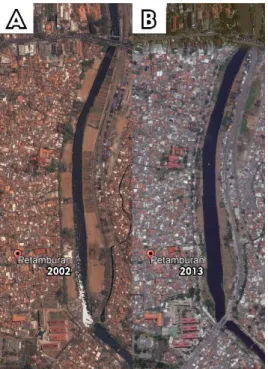 Gambar 1.2 Pelebaran aliran Sungai pada Lokasi Kawasan Sumber: Google Earth Pro