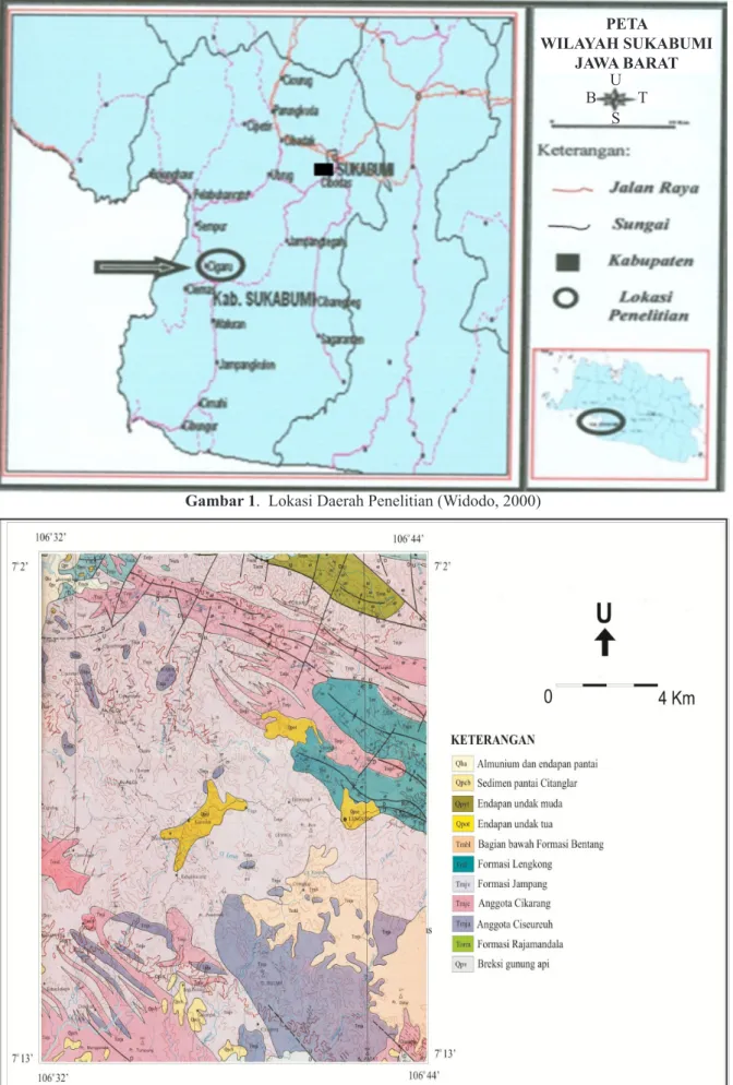 Gambar 1.  Lokasi Daerah Penelitian (Widodo, 2000)