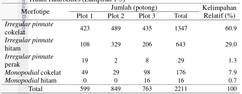 Tabel 3 Kelimpahan relatif morfotipe ektomikoriza Shorea spp. di Kawasan 