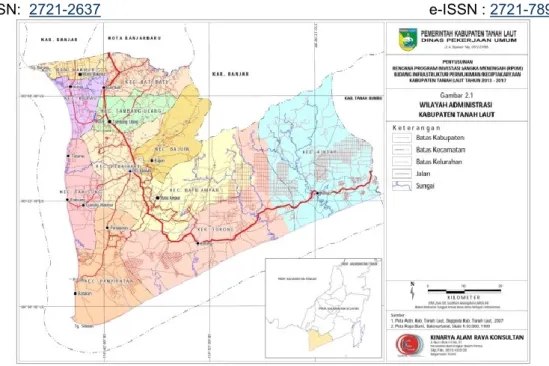 Gambar 1. Batas Administrasi Kabupaten Tanah Laut (PPSP WEB, 2020) 