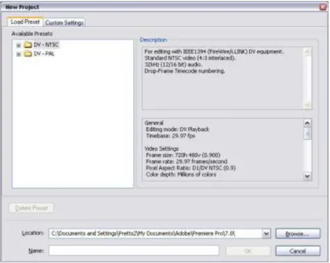 Gambar 3. Tampilan Custom Settings Pada Window New Project 