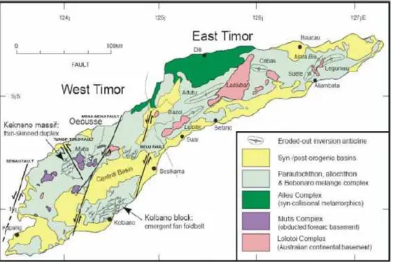 Gambar  3. 1. Peta struktur  geologi  pulau  Timor  (Charlton,  2001) 