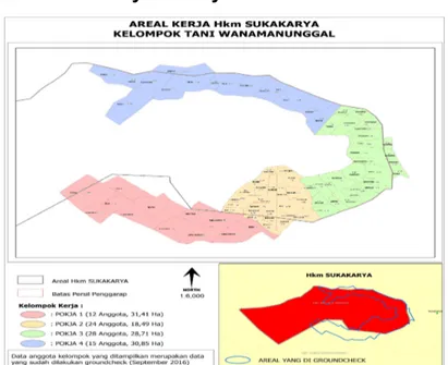 Gambar 3. Peta Areal HKm Wana Manunggal Desa Suka Karya 3.2.9. Pendapatan Dan Pengeluaran Masyarakat