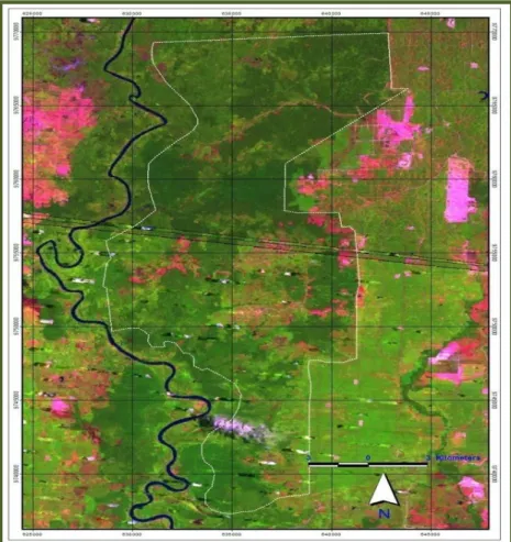 Gambar 1  Peta Kondisi tutupan lahan kawasan UP PT. Mitrakarya Agroin didasarkan peta citra landsat Tahun 2005