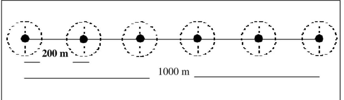 Gambar  2.  Bentuk titik pengamatan dengan menggunakan metode  Point Count    atau IPA 
