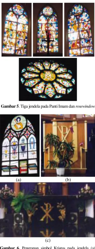 Gambar 5. Tiga jendela pada Panti Imam dan rosewindow