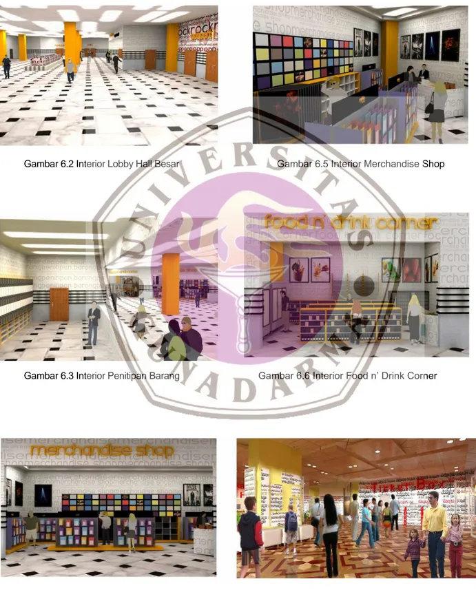 Gambar 6.2 Interior Lobby Hall Besar  Gambar 6.5 Interior Merchandise Shop 