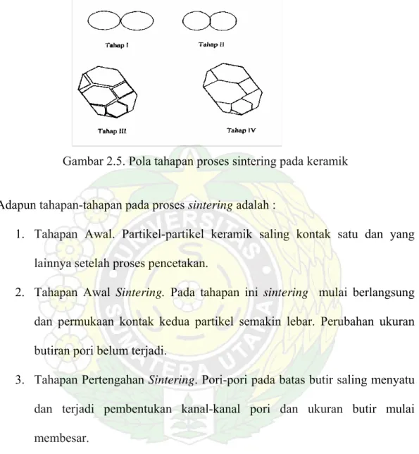 Gambar 2.5. Pola tahapan proses sintering pada keramik 