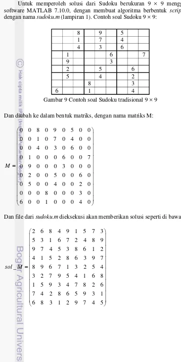 Gambar 9 Contoh soal Sudoku tradisional 9 × 9 
